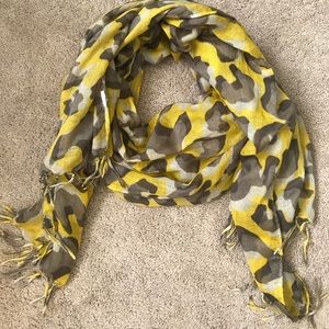 Gray, yellow and brown cheetah print scarf